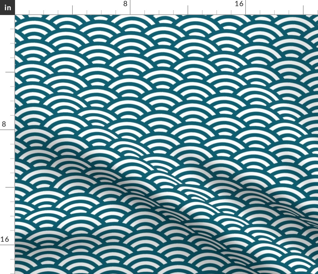 scalloped waves in lagoon teal and white