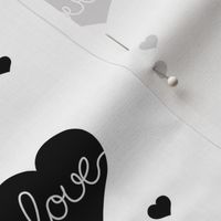 Sweet little lovers hearts romantic confetti valentine love print black and white