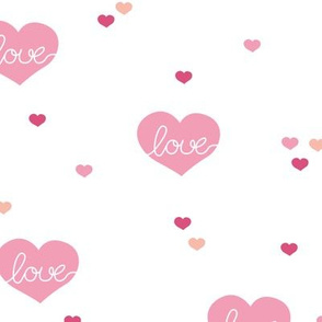 Sweet little lovers hearts romantic confetti valentine love nursery print pink