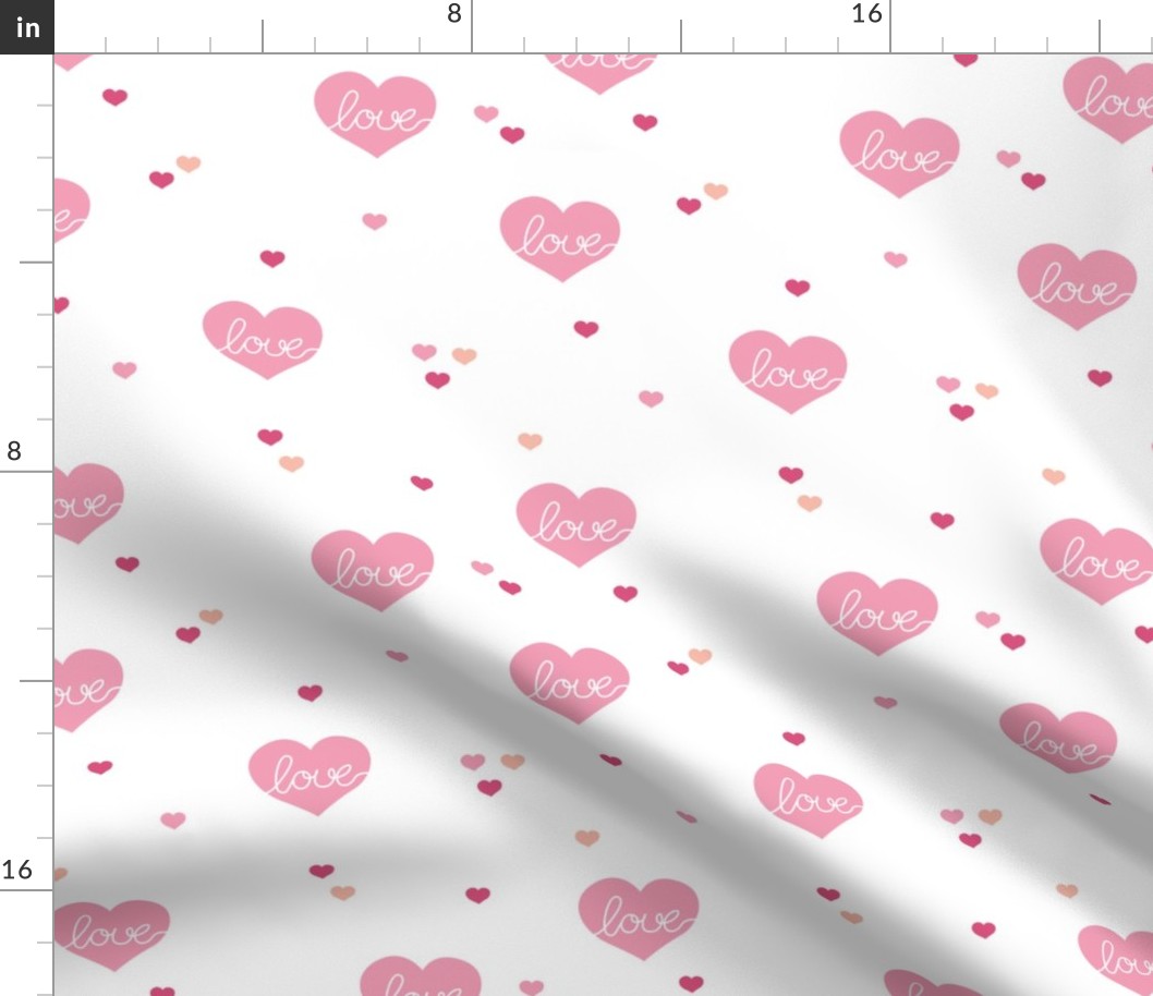 Sweet little lovers hearts romantic confetti valentine love nursery print pink