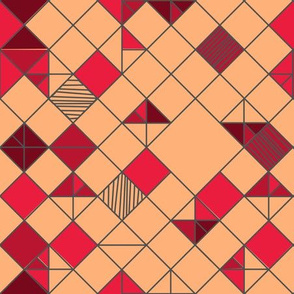 square grid in peach and fuschia