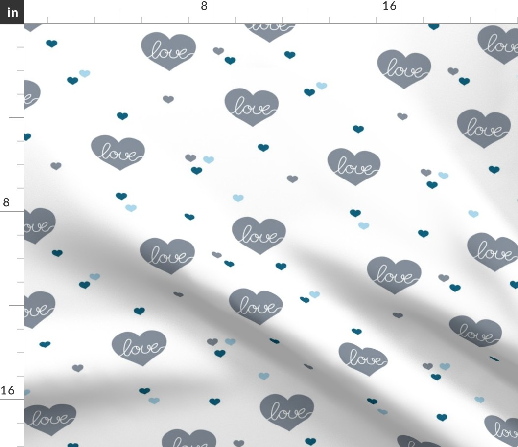 Sweet little lovers hearts romantic confetti valentine love nursery print blue