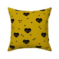 Sweet little lovers hearts romantic confetti valentine love print gender neutral mustard yellow