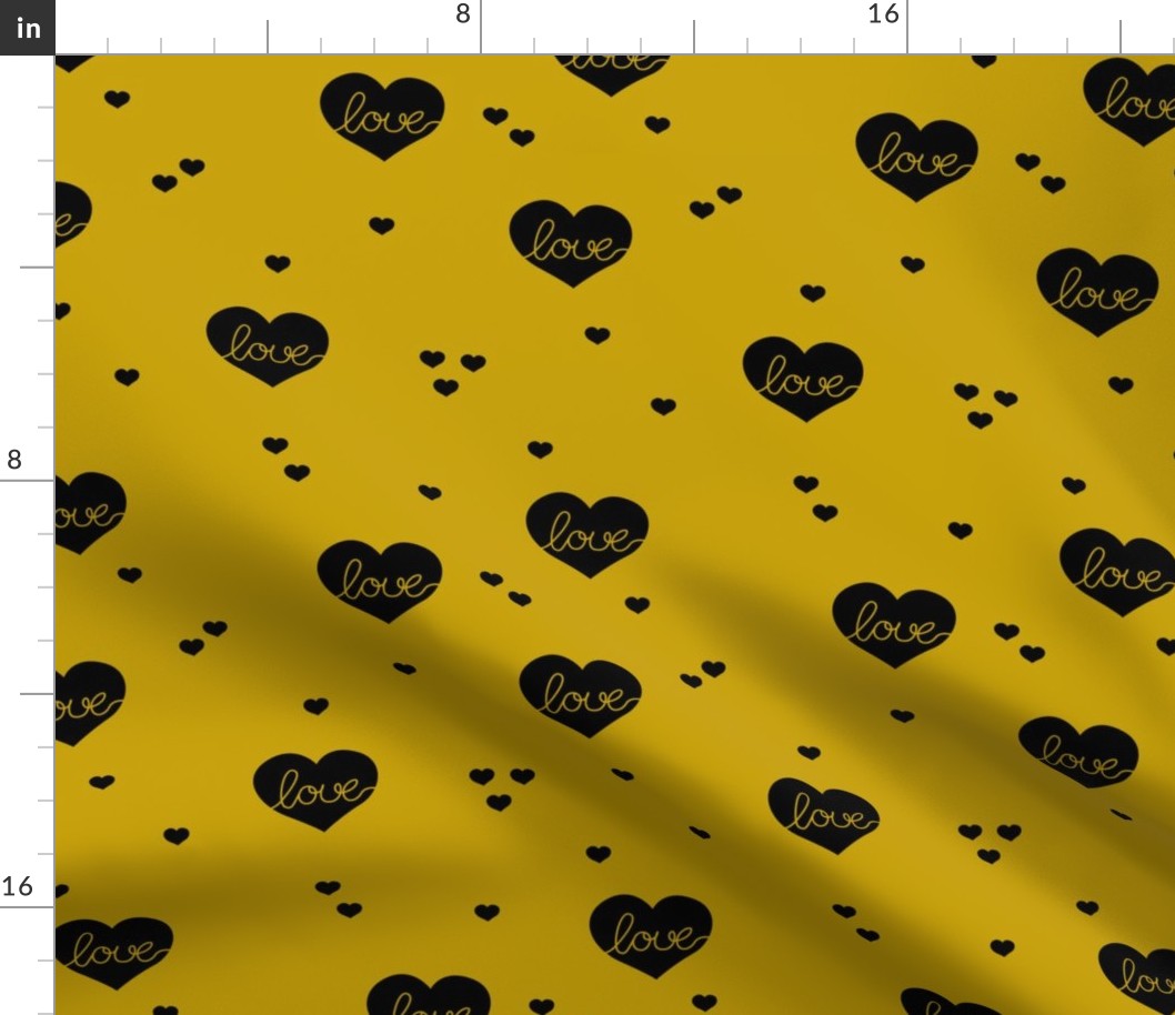 Sweet little lovers hearts romantic confetti valentine love print gender neutral mustard yellow