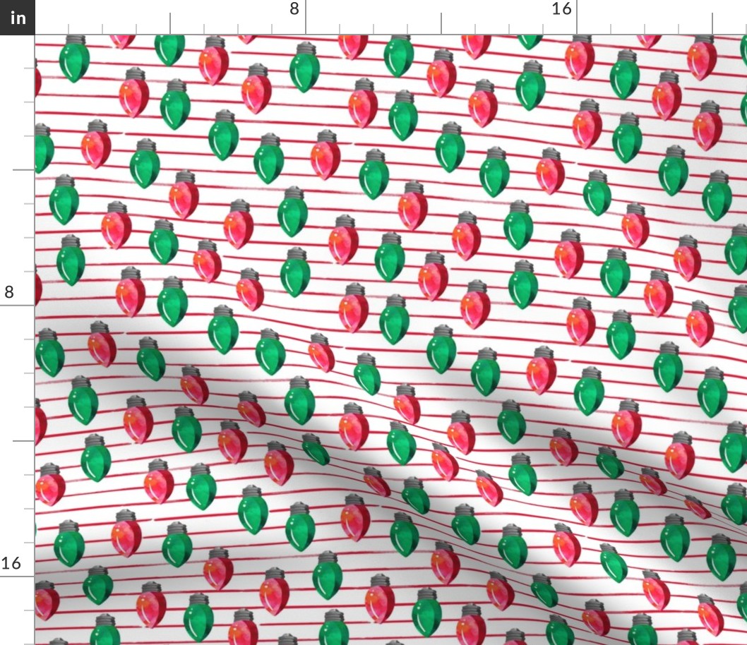 6" Christmas Lights // Red and Green // Red Stripes