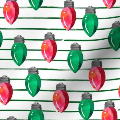 8" Christmas Lights // Red and Green // Green Stripes