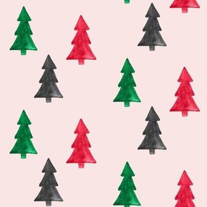 4" Christmas Trees Watercolor // Blush