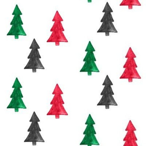 4" Watercolor Christmas Trees // White