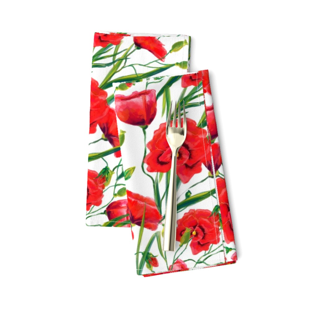 Hand drawn red poppy flowers watercolor pattern design