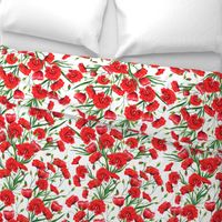 Hand drawn red poppy flowers watercolor pattern design