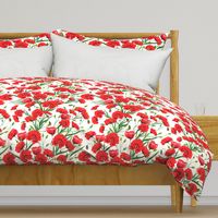 Hand drawn red poppy flowers watercolor pattern design