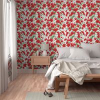 Hand drawn red poppy flowers watercolor pattern design