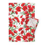 Hand drawn red poppy flowers watercolor pattern design