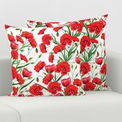 Hand drawn red poppy flowers watercolor pattern design