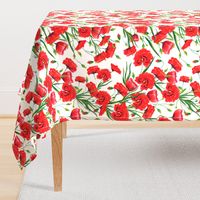 Hand drawn red poppy flowers watercolor pattern design