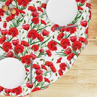 Hand drawn red poppy flowers watercolor pattern design
