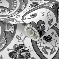 Adelaide Damask ~ White and Black  