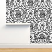 Adelaide Damask ~ White and Black  