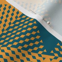 large triangle gingham - lagoon teal and saffron yellow