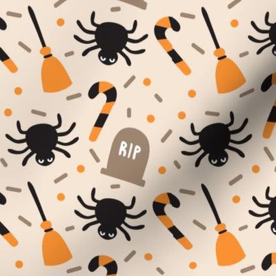 Halloween Cute Ghost Pumpkin Candy Cat RIP Broom Spider