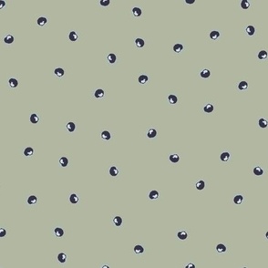 Painted Dots Navy on Green