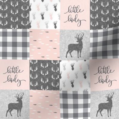 (2" scale) little lady woodland wholecloth patchwork - light pink &  grey C18BS