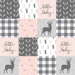 (2" scale) little lady woodland wholecloth patchwork - light pink &  grey C18BS