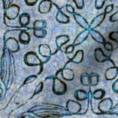 Loopy tulip, Batik, Blue gray