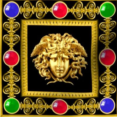 1 medusa gold baroque victorian black filigree gems jewels ruby sapphire emerald red blue green frames gorgons Greek Greece  mythology   inspired     