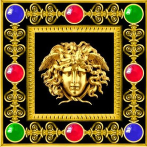 1 medusa gold baroque victorian black filigree gems jewels ruby sapphire emerald red blue green frames gorgons Greek Greece  mythology   inspired     