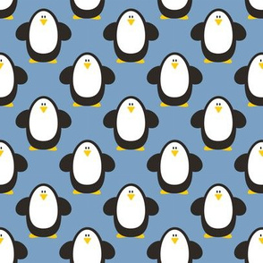 Penguins on blue