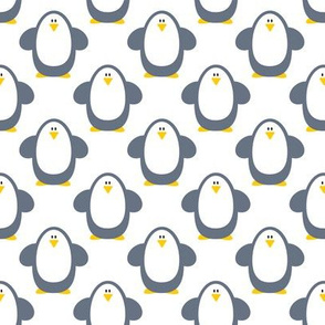 Blue penguins on white