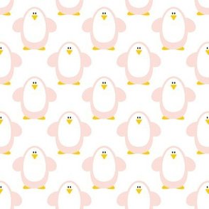 Pink penguins on white
