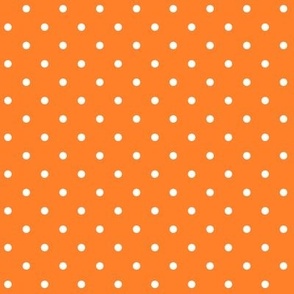 Orange and White Polka Dot Print // Very Small Scale - 450 DPI