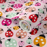 Colorful lady bugs illustration pattern for girls