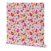 Colorful lady bugs illustration pattern for girls