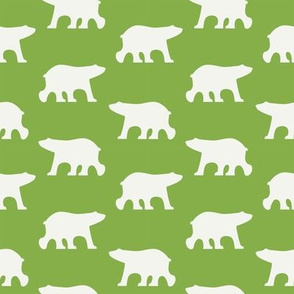 White bears on green