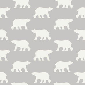 White bears on grey