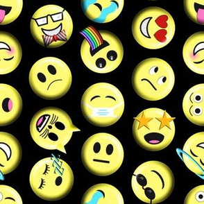 Emojis on black without poop emoji large scale