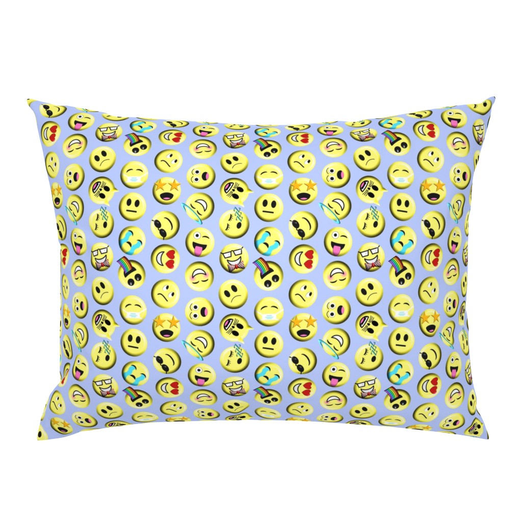 Emojis on blue without poop emoji large scale