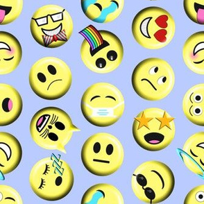 Emojis on blue without poop emoji large scale