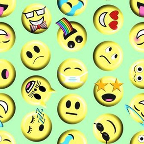 Emojis on green without poop emoji large scale