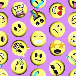 Emojis on purple without poop emoji large scale