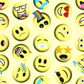 Emojis on yellow without poop emoji large scale