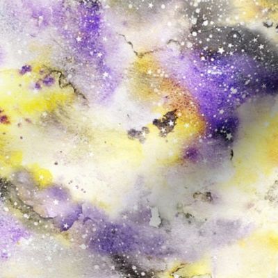 Watercolour #3 - purple,  black and yellow with white stars - non-binary