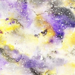 Watercolour #3 - purple,  black and yellow with white stars - non-binary