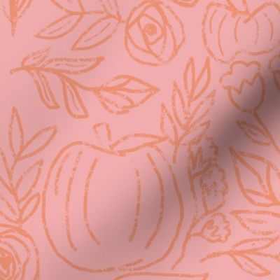 Pumpkin Spice Fall Floral Pink and Coral 