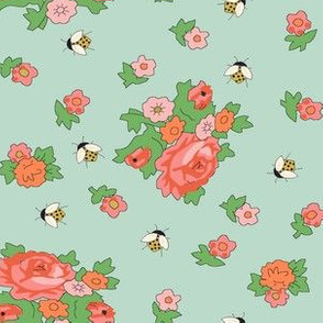 Vintage Floral with Bees
