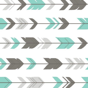 Arrow Feathers - light teal and grey ROT