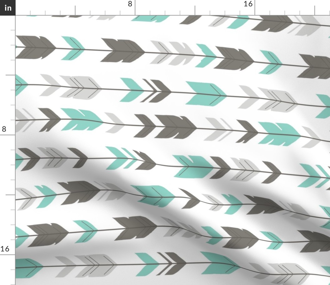 Arrow Feathers - light teal and grey ROT